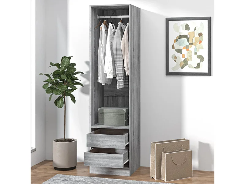 Armadio con cassettiera Sonoma grigio 50x50x200 cm MDF