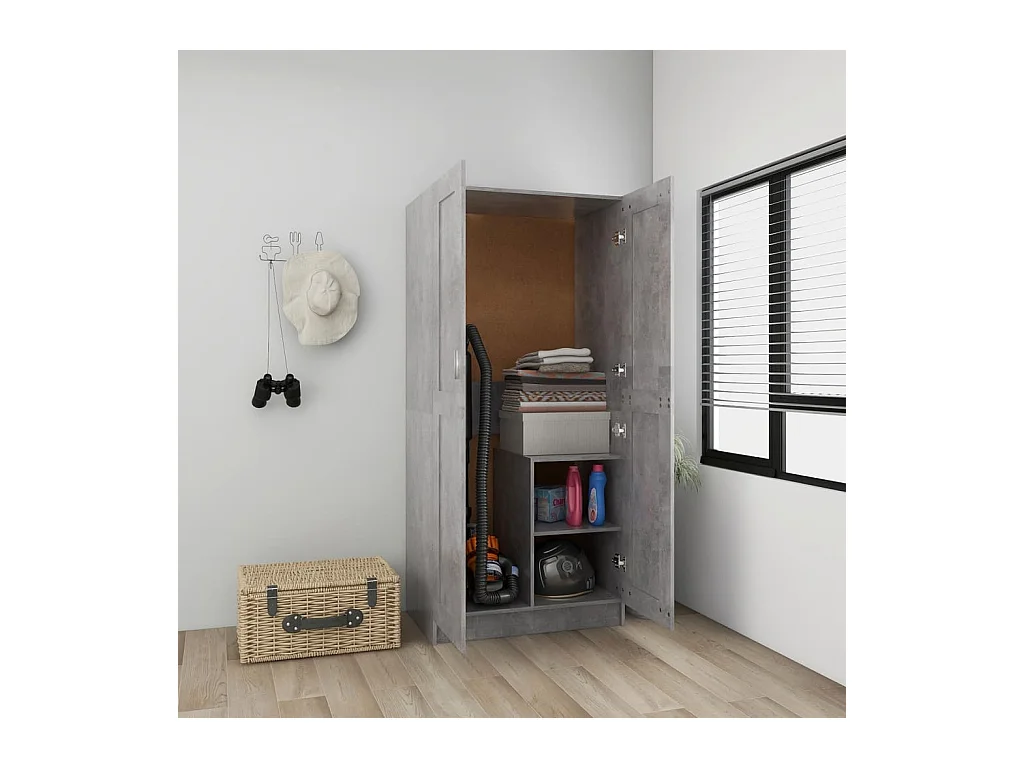 Garde-robe Gris béton 82,5x51,5x180 cm Aggloméré