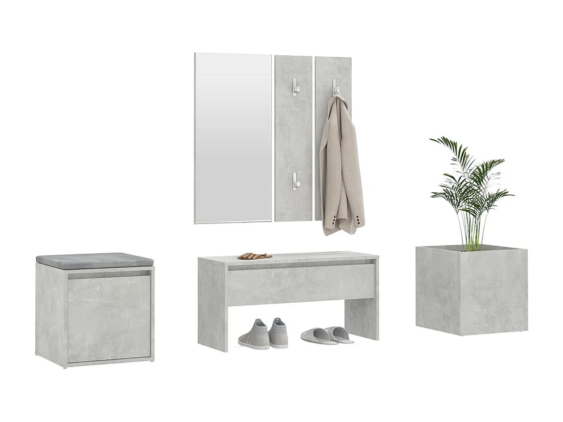 Conjunto de muebles de entrada de madera contrachapada gris hormigón