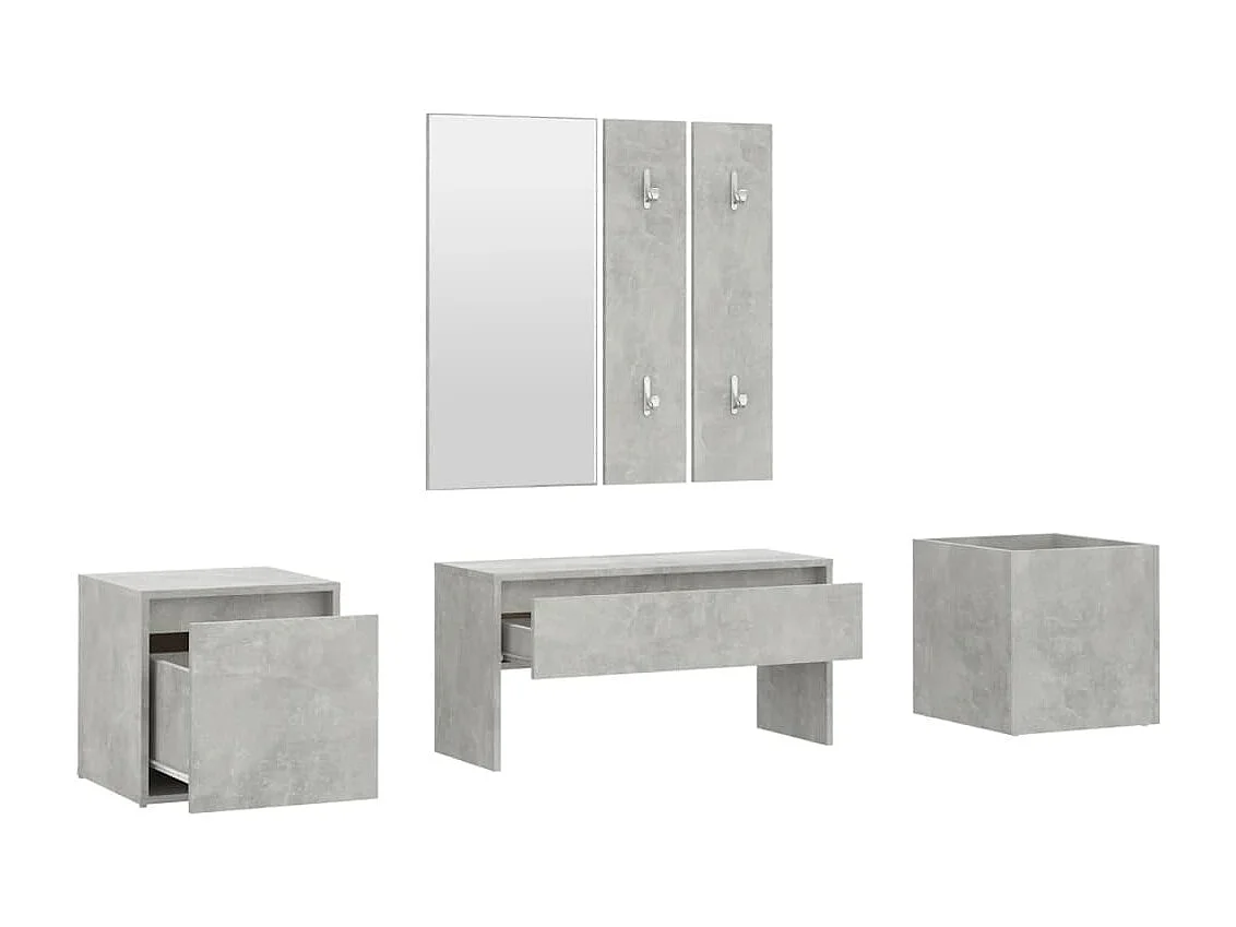 Conjunto de muebles de entrada de madera contrachapada gris hormigón