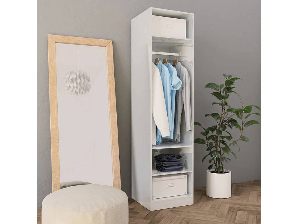 Armário branco brilhante 50x50x200 cm Madeira trabalhada