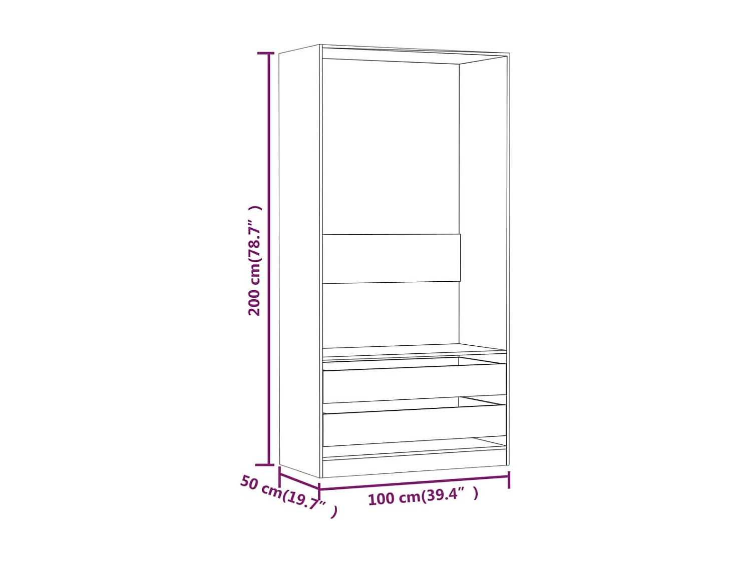 Armadio Rovere marrone 100x50x200 cm MDF