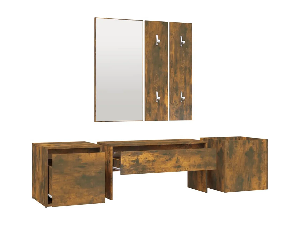 Ensemble de meubles de couloir Chêne fumé Bois d'ingénierie