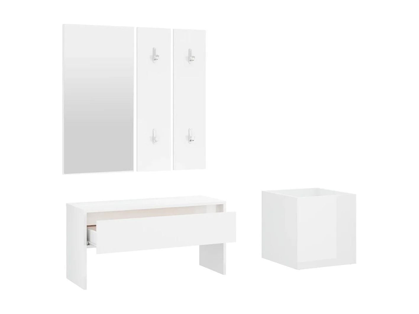 Ensemble de meubles de couloir Blanc brillant Bois d'ingénierie