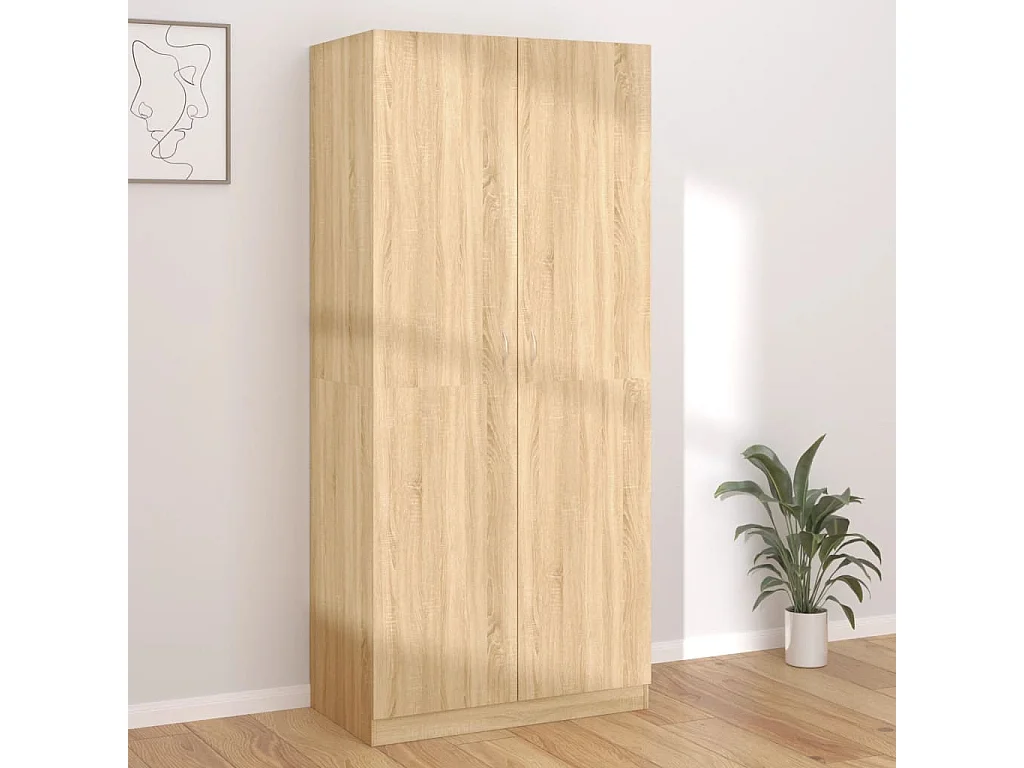 Armario roble Sonoma 90x52x200 cm Madera contrachapada