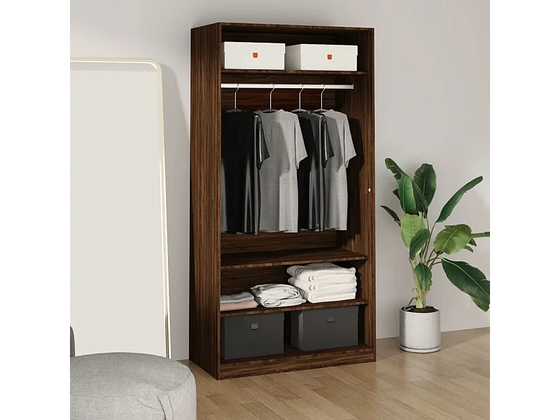 Armario roble marrón 100x50x200 cm madera contrachapada