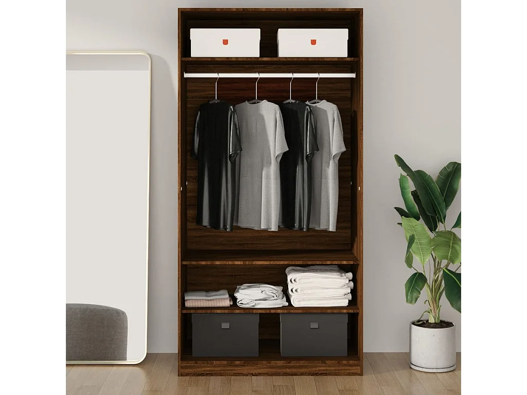Garde-robe chêne marron 100x50x200 cm bois d'ingénierie