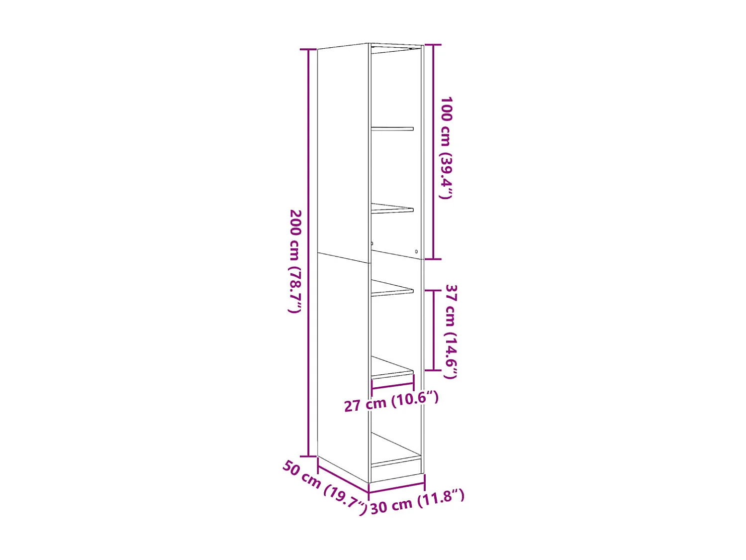 Armário carvalho Sonoma 30x50x200 cm madeira trabalhada