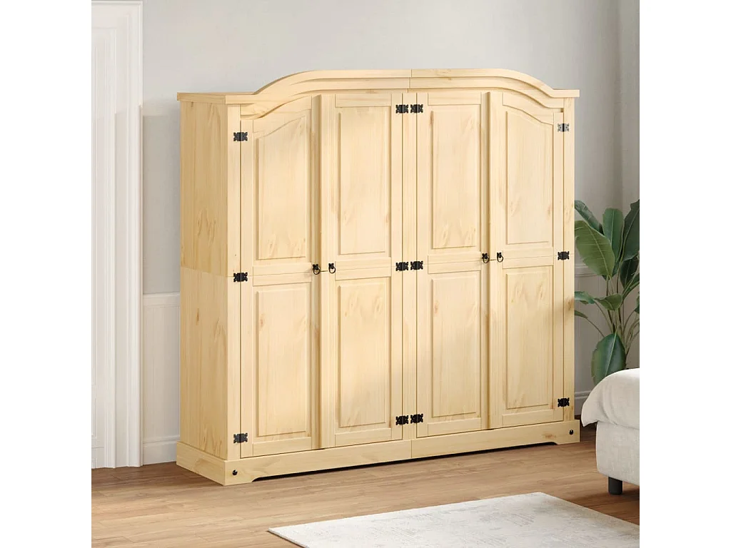 Corona-Kleiderschrank 194x52x186 cm aus massivem Kiefernholz