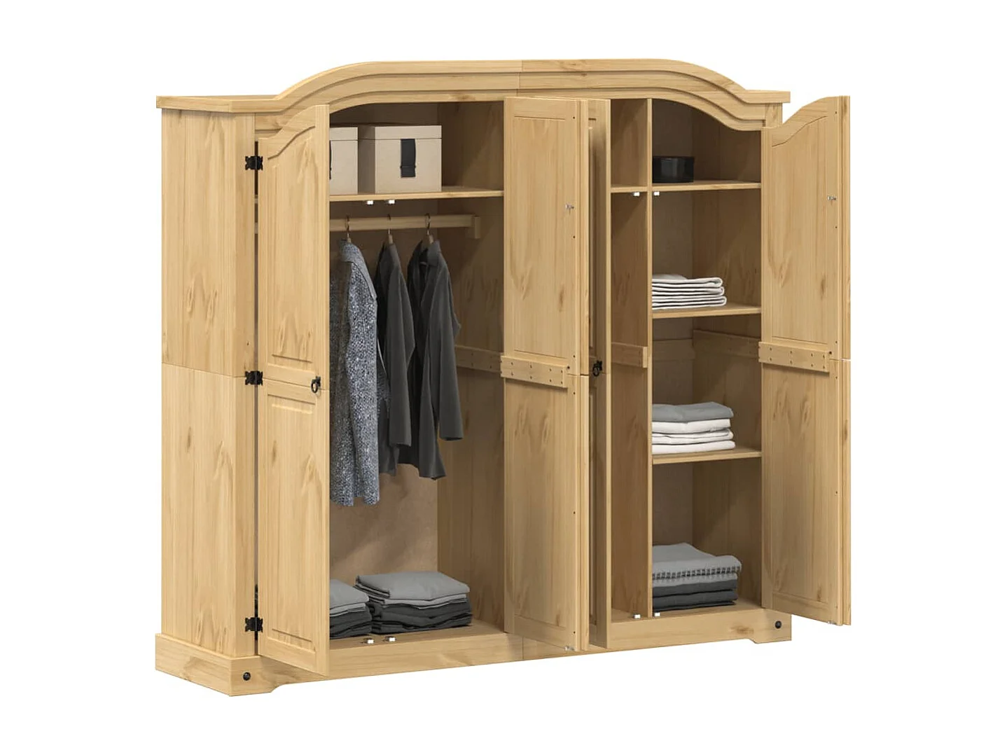 Corona-Kleiderschrank 194x52x186 cm aus massivem Kiefernholz