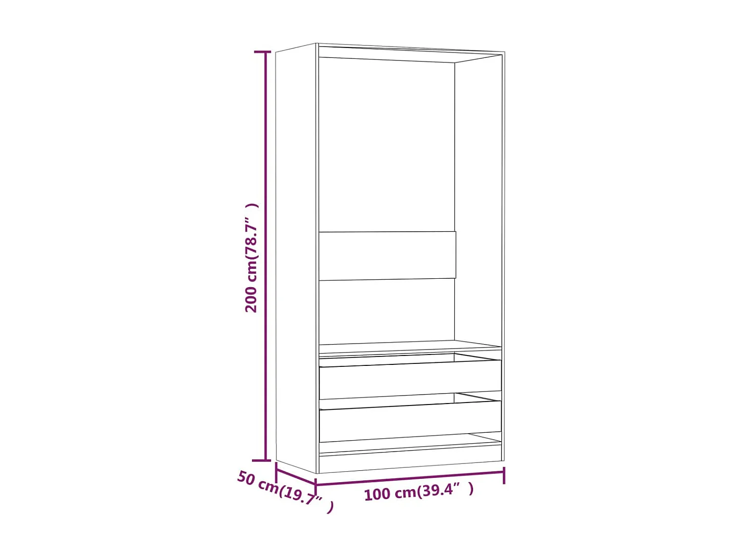 Armadio Sonoma grigio 100x50x200 cm MDF