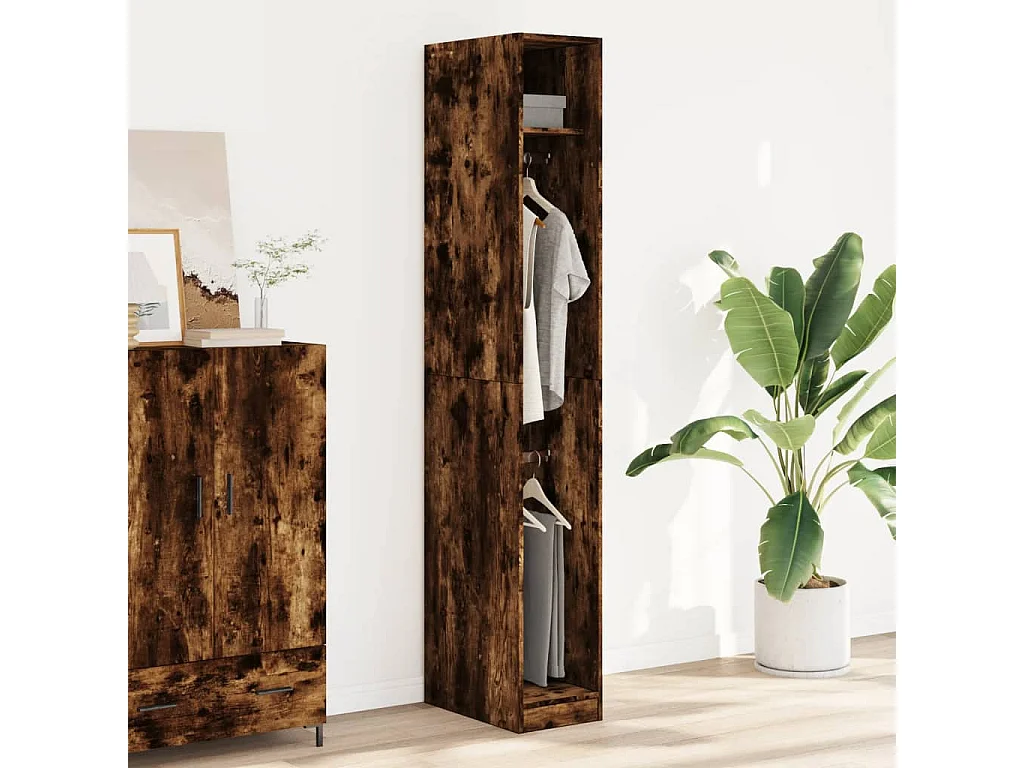Garde-robe chêne fumé 30x50x200 cm bois d'ingénierie