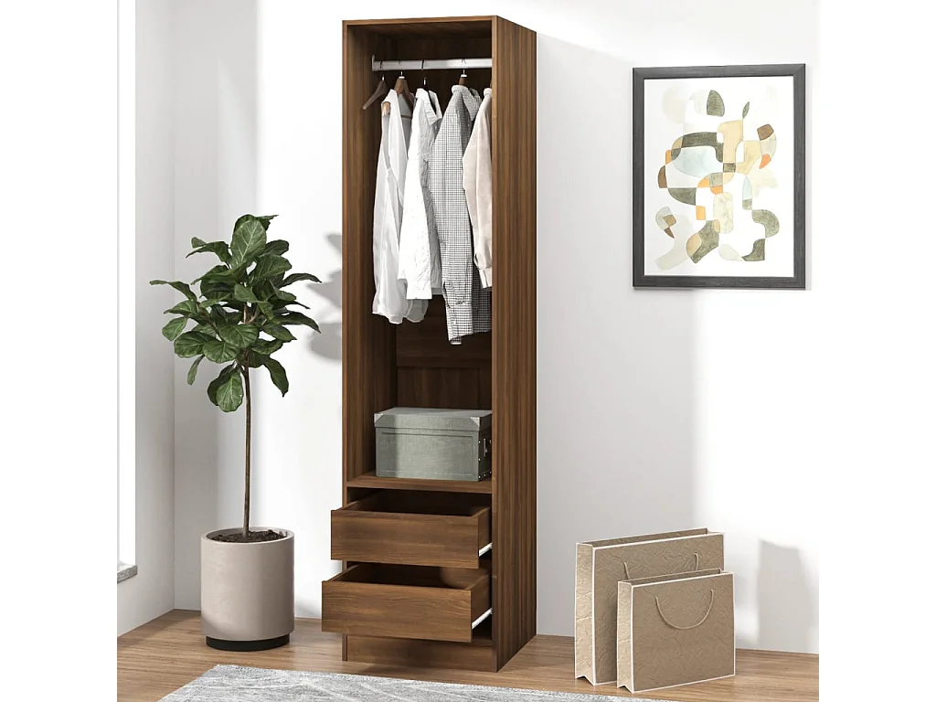 Kleiderschrank mit Schubladen, braune Eiche, 50 x 50 x 200 cm, Holzwerkstoff
