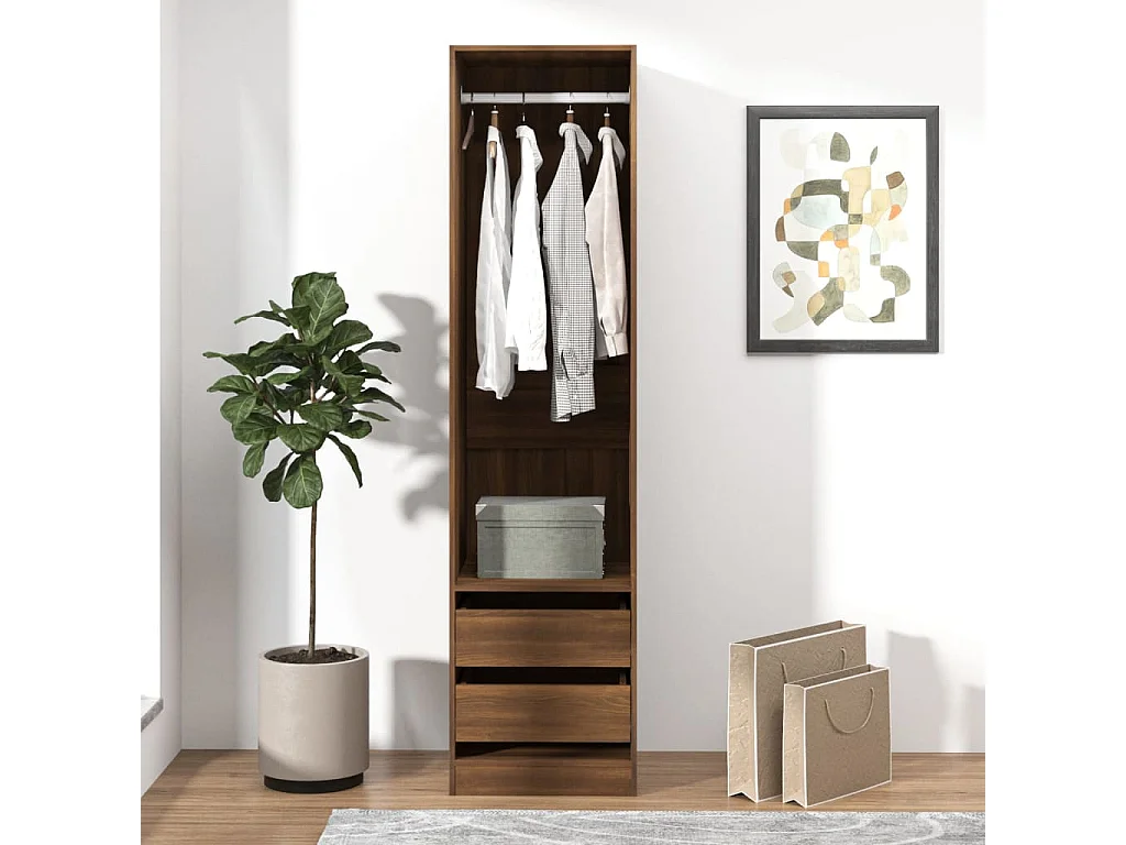 Kleiderschrank mit Schubladen, braune Eiche, 50 x 50 x 200 cm, Holzwerkstoff