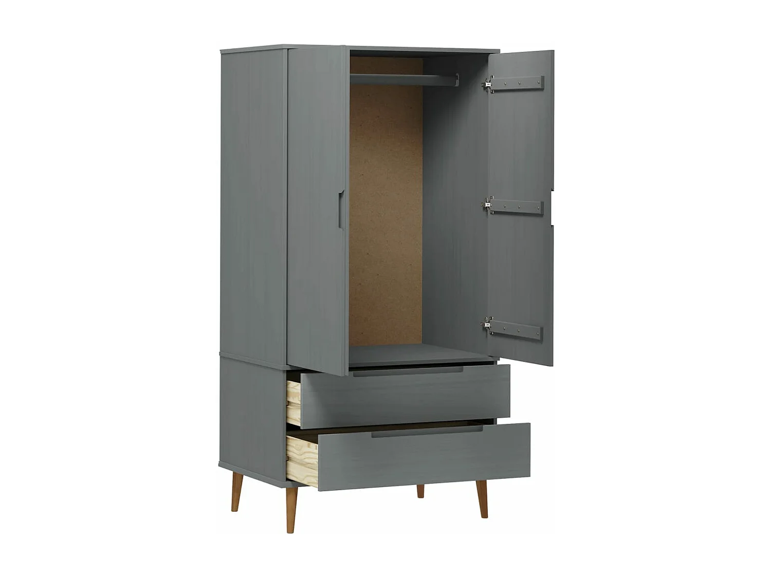 Armadio MOLDE Grigio 90x55x175 cm Legno di pino massiccio