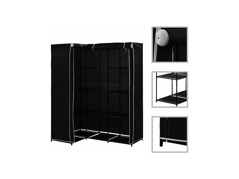 Armario esquinero Negro 130x87x169 cm