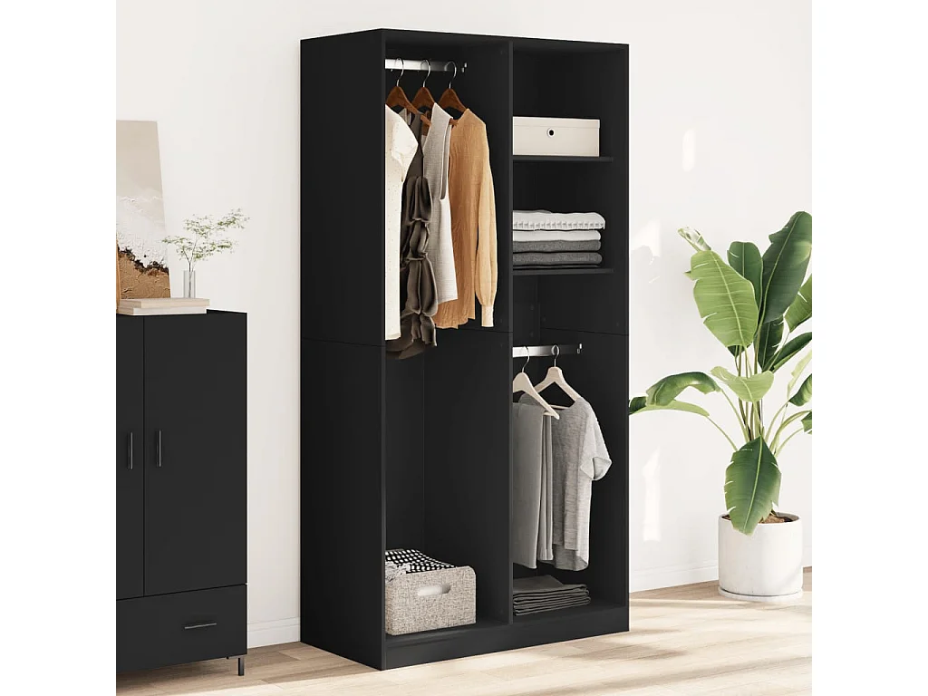 Armadio in truciolato nero 100x50x200 cm