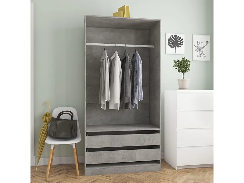 Armadio Grigio cemento 100x50x200 cm MDF