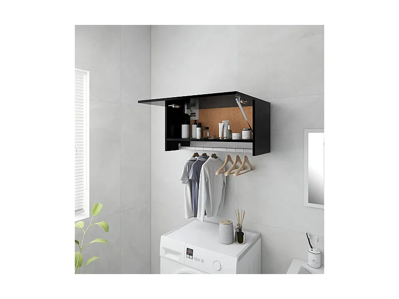 Armário preto 70x32,5x35 cm madeira trabalhada