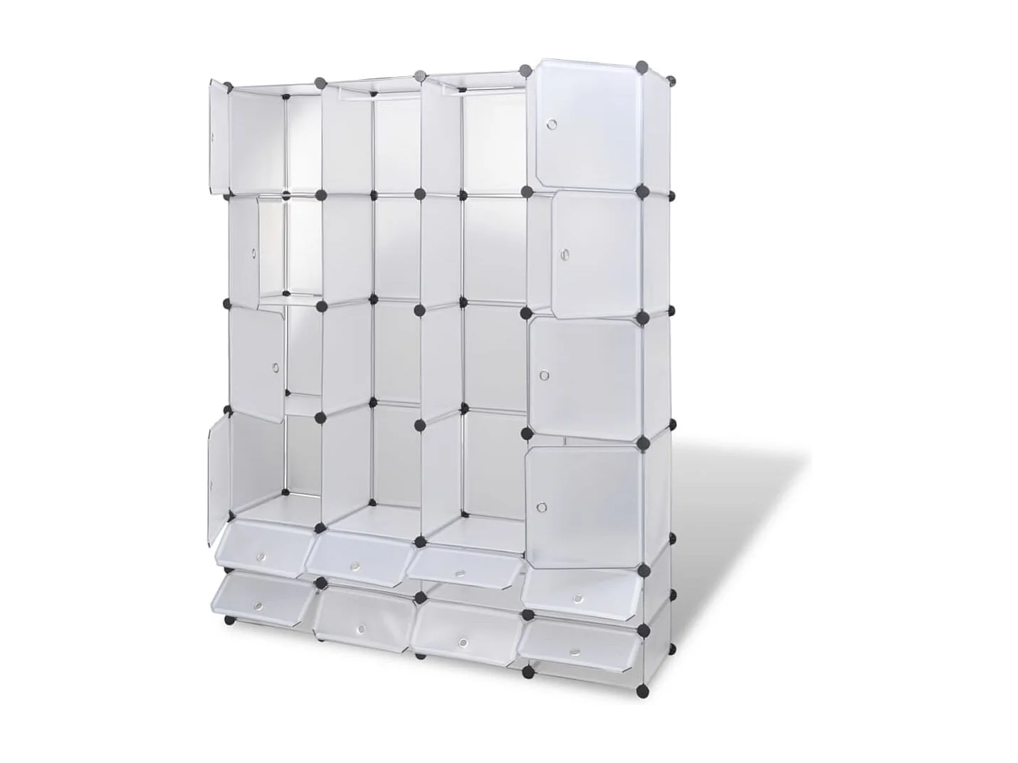 Modularer Schrank mit 18 weißen Fächern 37x146x180,5 cm