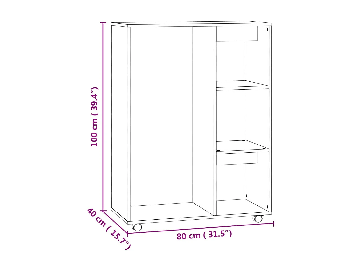 Armario roble Sonoma 80x40x110 cm Madera contrachapada