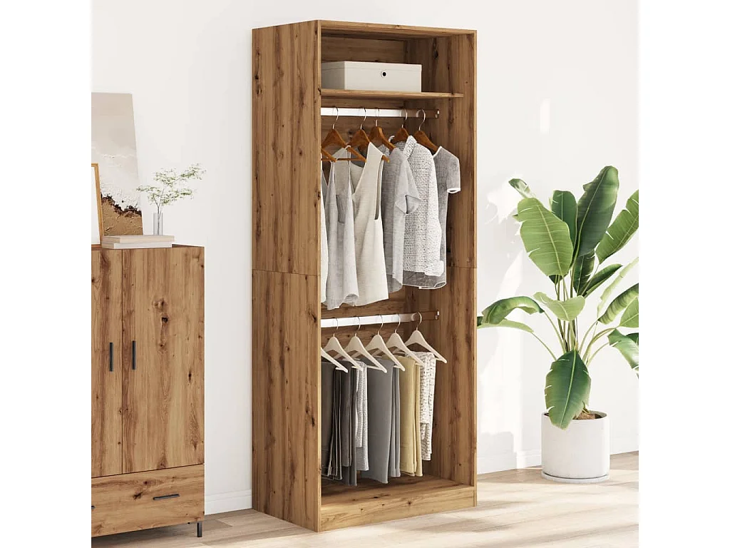 Handgefertigter Kleiderschrank aus Eichenholz, 80 x 50 x 200 cm, Holzwerkstoff