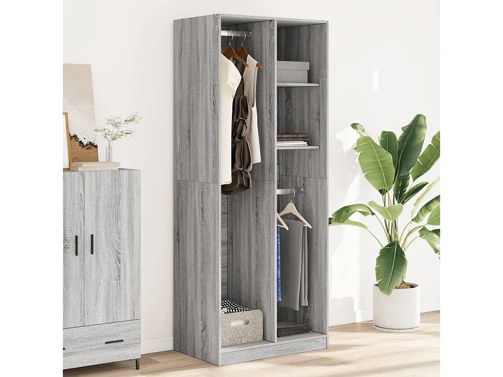 Armario Sonoma gris 80x50x200 cm madera contrachapada