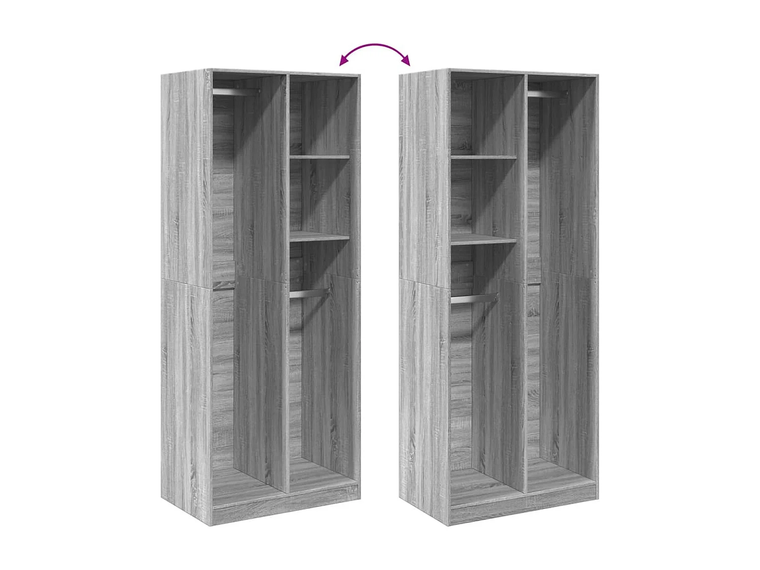 Sonoma grauer Kleiderschrank 80x50x200 cm aus Holzwerkstoff