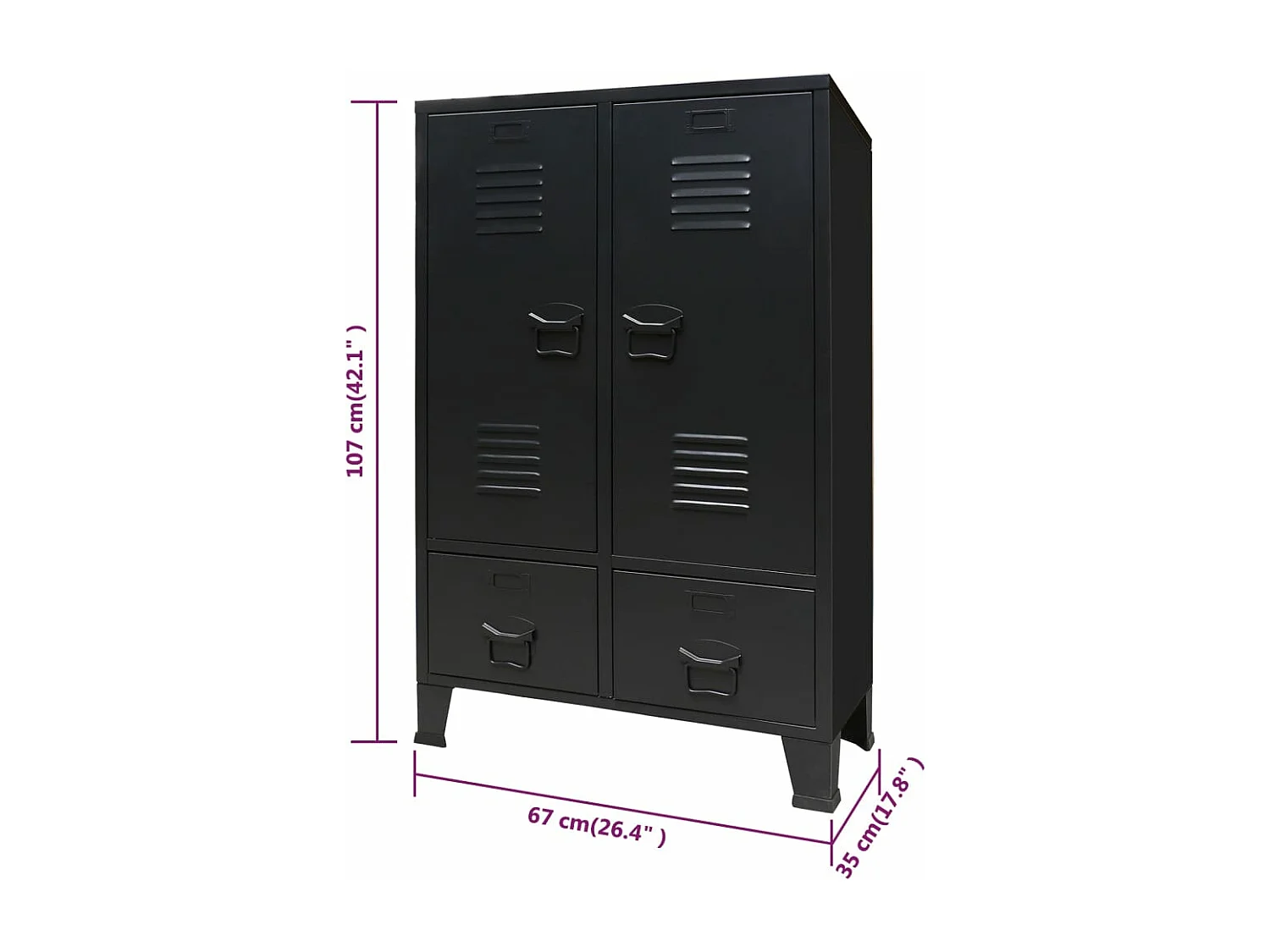 Garde-robe métal de style industriel 67x35x107 cm noir