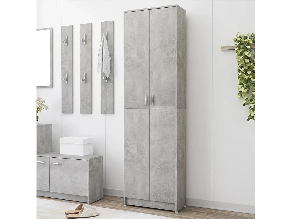 Flurgarderobe Betongrau 55x25x189 cm Holzwerkstoff