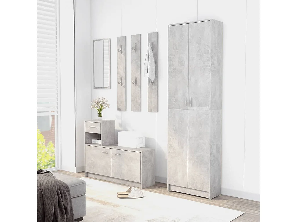 Flurgarderobe Betongrau 55x25x189 cm Holzwerkstoff
