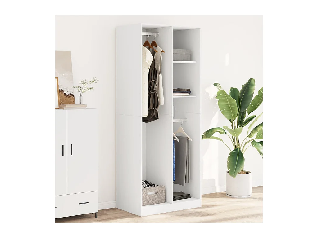 Garde-robe blanc 80x50x200 cm bois d'ingénierie