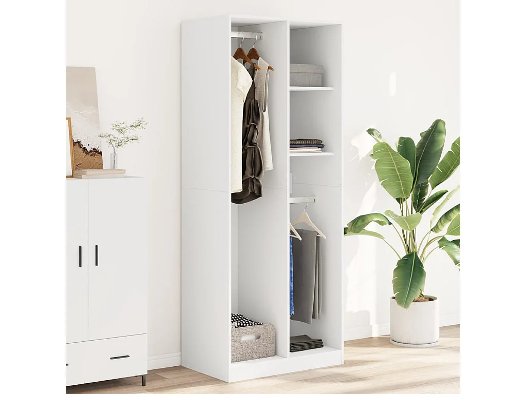 Weißer Kleiderschrank 80x50x200 cm aus Holzwerkstoff