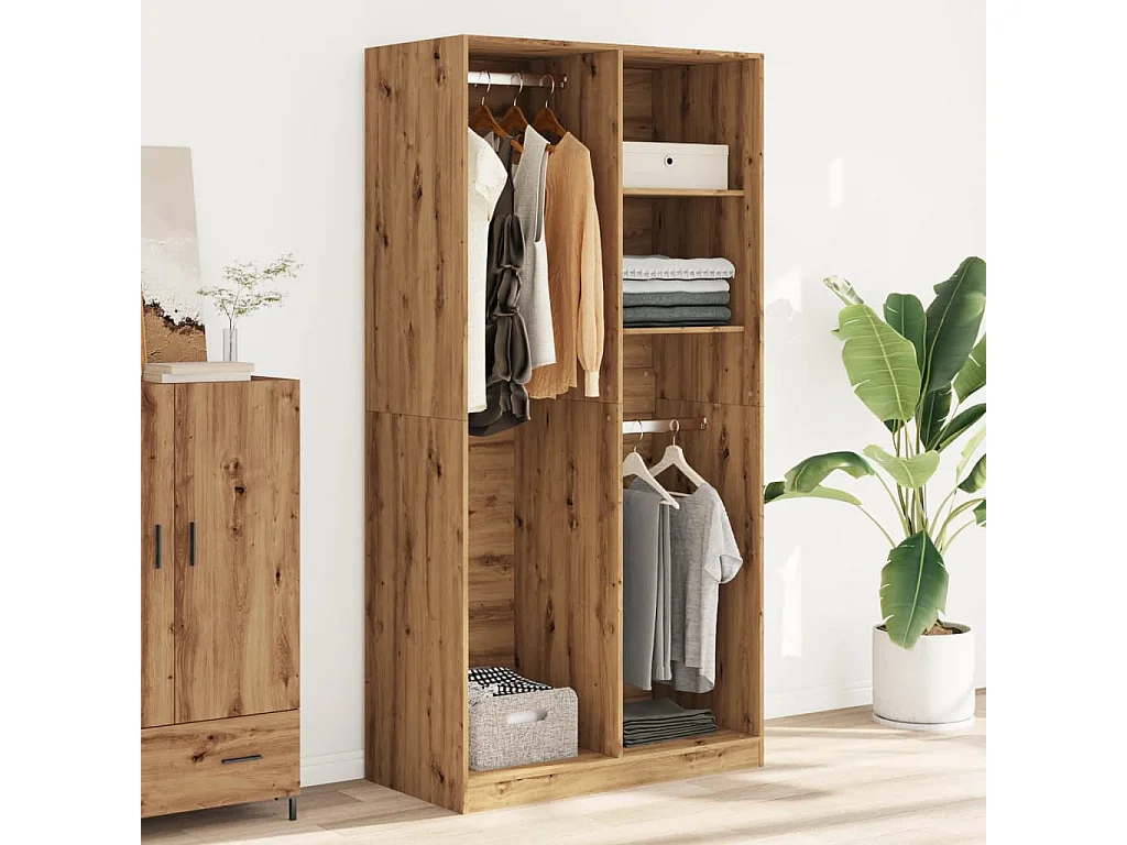 Garde-robe chêne artisanal 100x50x200 cm bois d'ingénierie