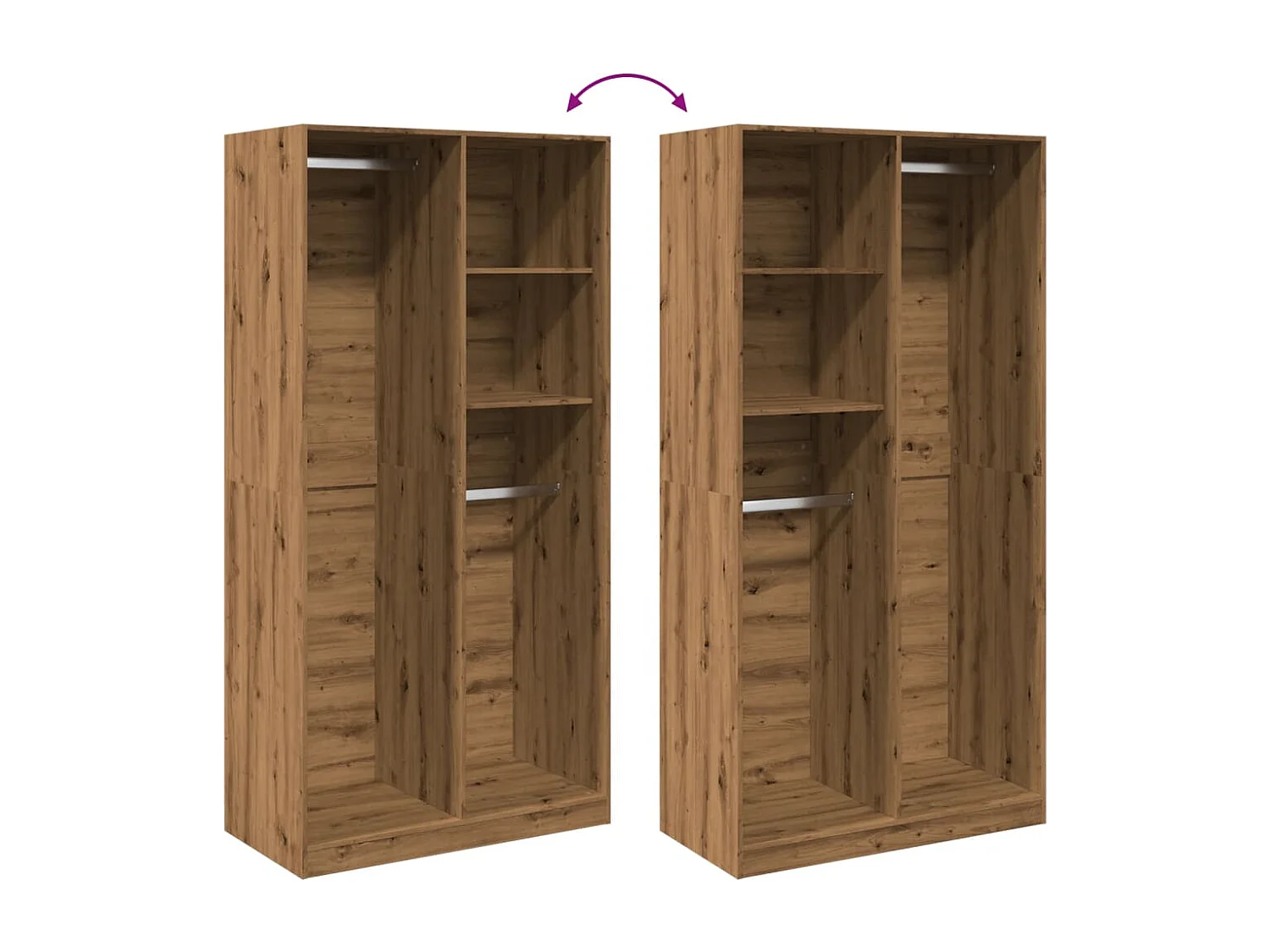 Garde-robe chêne artisanal 100x50x200 cm bois d'ingénierie