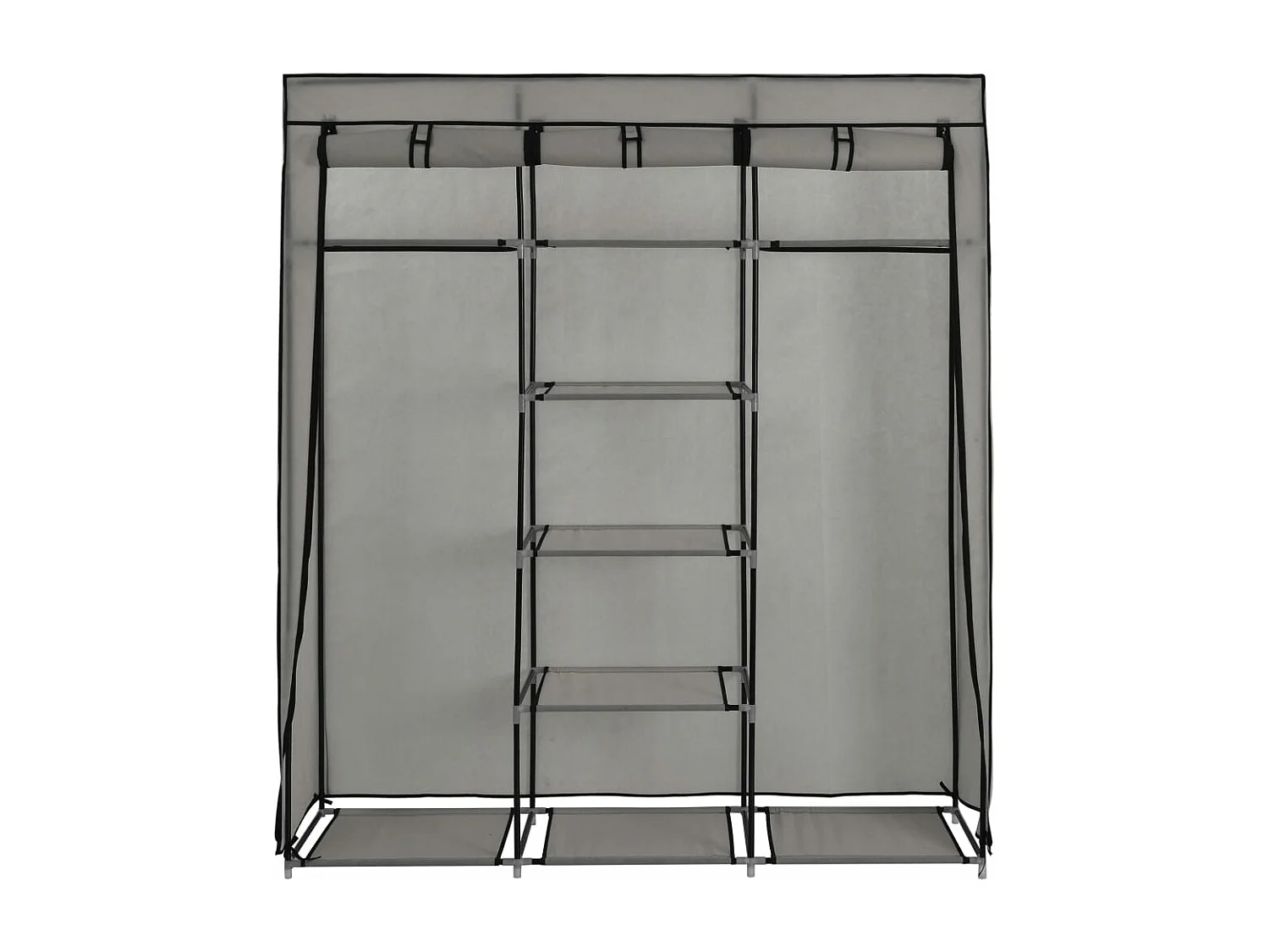 Armoire avec compartiments et barres Gris 150x45x175 cm Tissu
