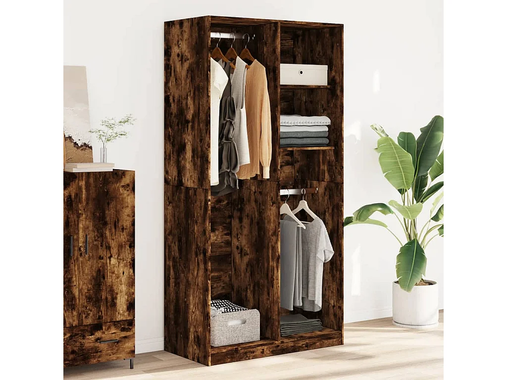 Armário de carvalho fumê 100x50x200 cm madeira engenharia