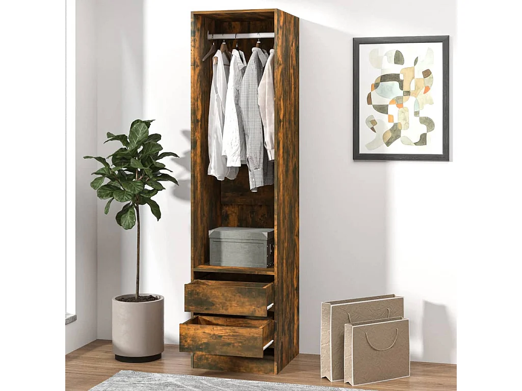 Armario con cajones Roble ahumado 50x50x200 cm Madera contrachapada