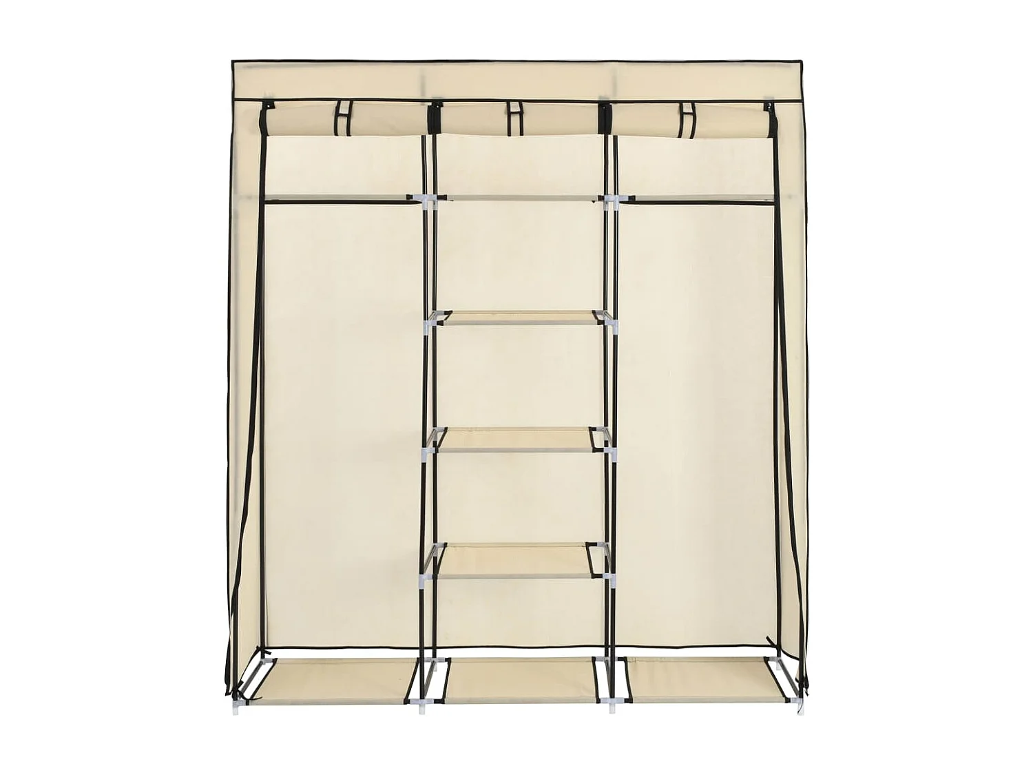 Armoire avec compartiments et barres Crème 150x45x175 cm Tissu