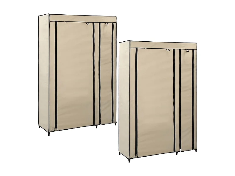 Armários dobráveis 2 peças Creme 110x45x175 cm Tecido