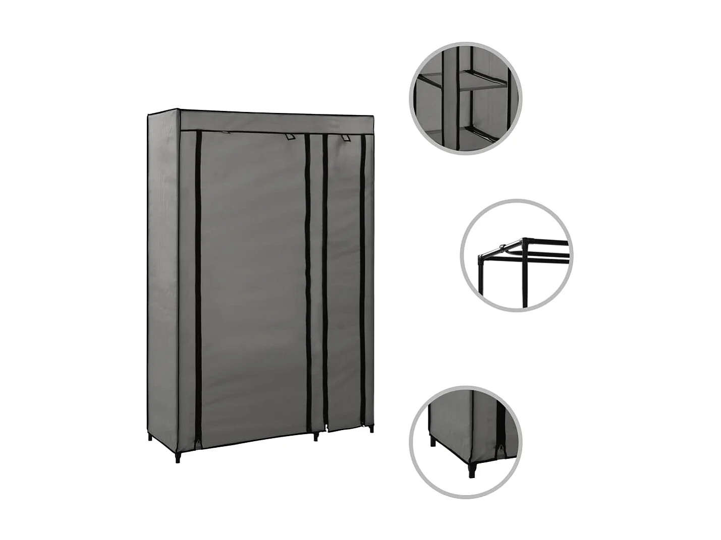 Armadi pieghevoli 2 pezzi Tessuto Grigio 110x45x175 cm