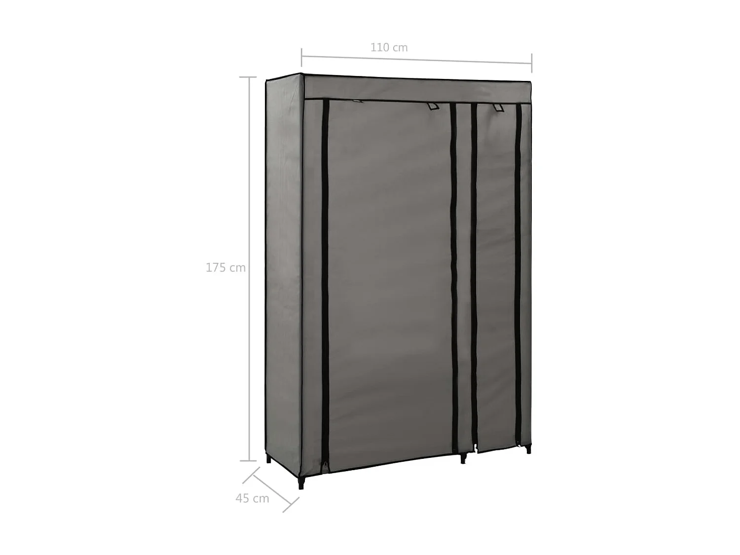 Armadi pieghevoli 2 pezzi Tessuto Grigio 110x45x175 cm