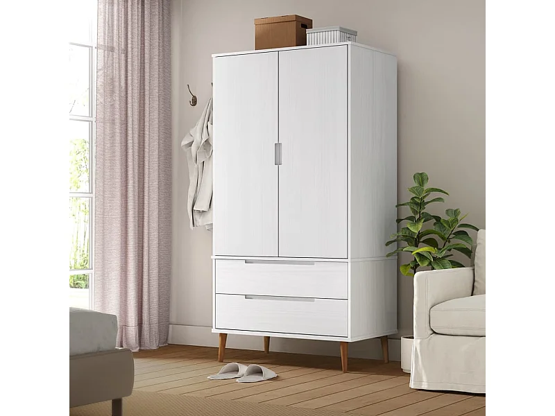 MOLDE Armário branco 90x55x175 cm Madeira maciça de pinho