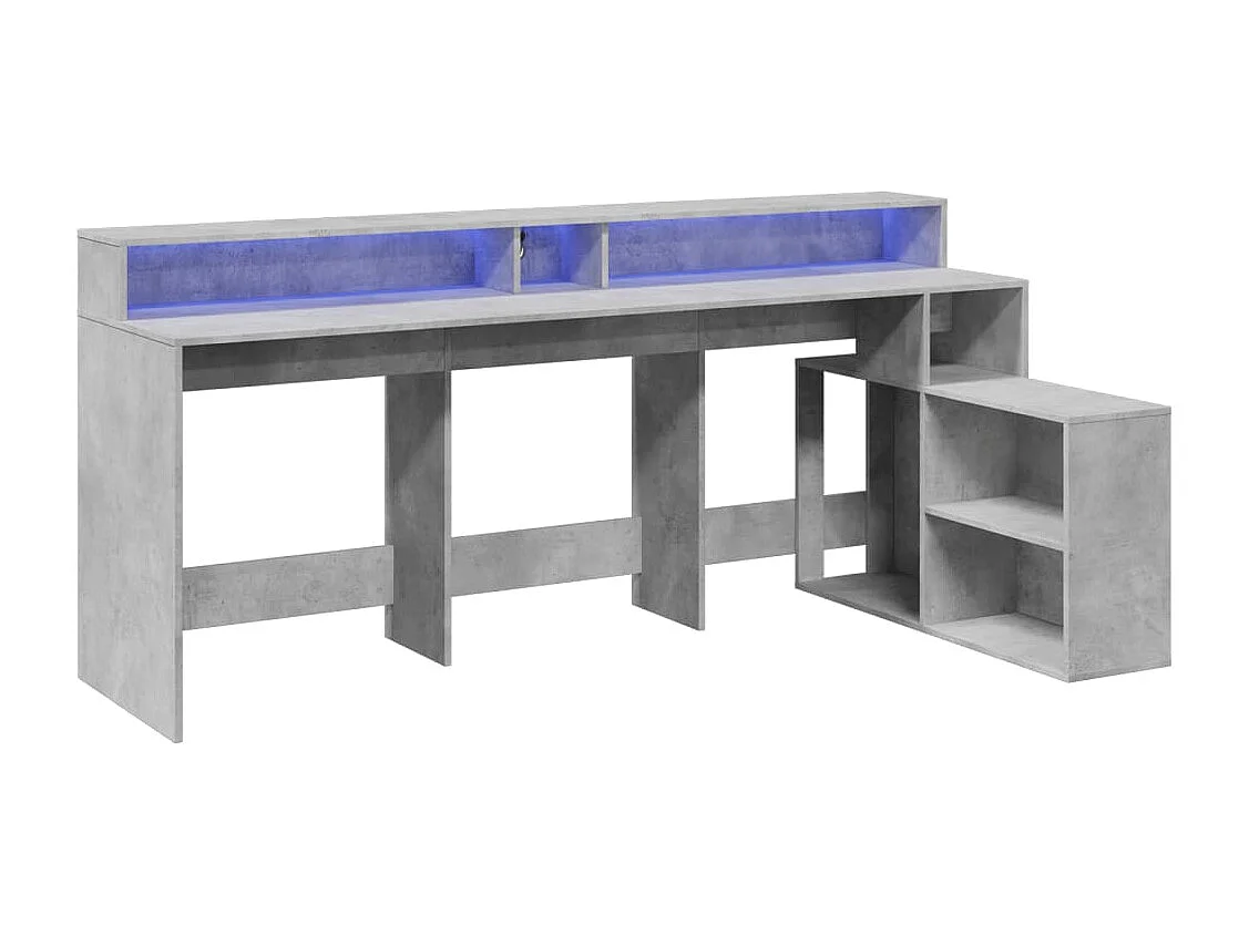 Bureau met LED-verlichting 200x104x91 cm hout betongrijs