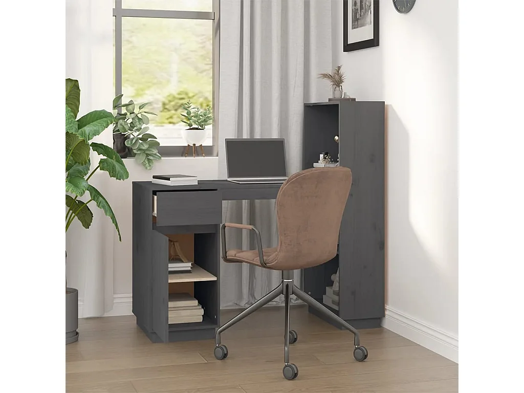 Bureau Gris 110x53x117 cm Bois massif de pin