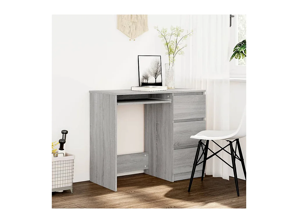 Escritorio de madera contrachapada gris Sonoma 90x45x76 cm