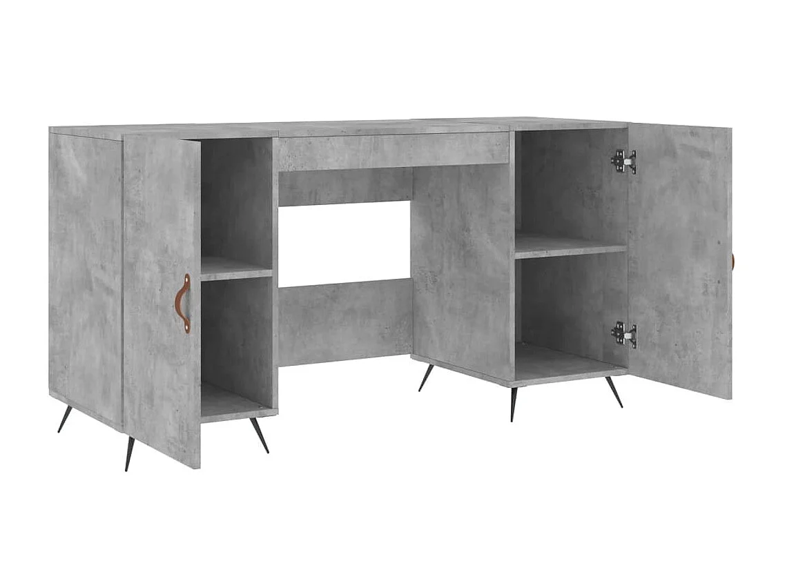 Bureau gris béton 140x50x75 cm bois d'ingénierie