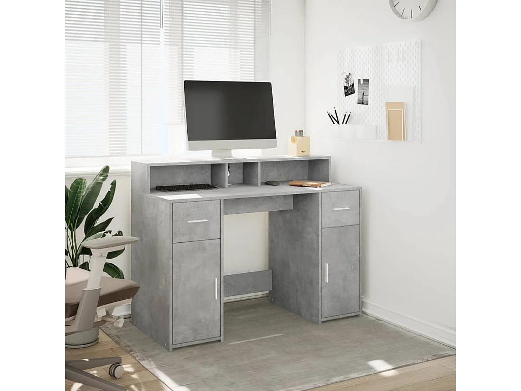 Escritorio con LED madera ingeniería gris hormigón 120x55x91 cm