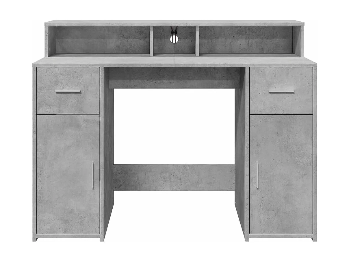 Escritorio con LED madera ingeniería gris hormigón 120x55x91 cm