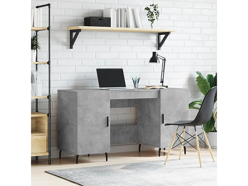 Scrivania Grigio Cemento 140x50x75 cm in Legno Multistrato